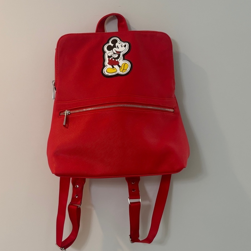 New Disney Mickey Mouse Red Backpack Purse Faux Vegan Leather